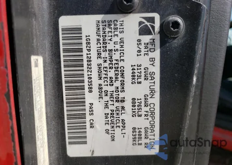 2002 Saturn Sc1 z USA, uszkodzony, nr VIN 1G8ZP12832Z103580